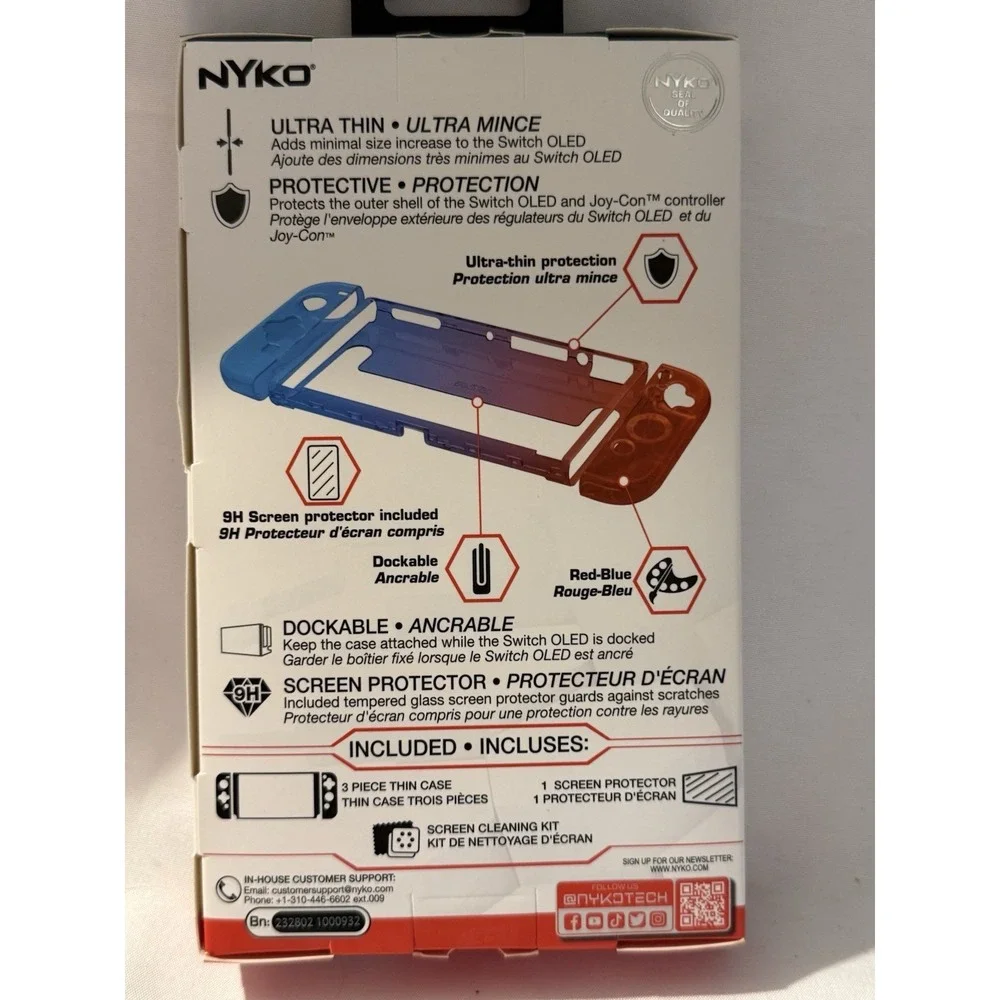 Nyko Switch OLED Thin Case Kit Dockable Cover + Screen Protector